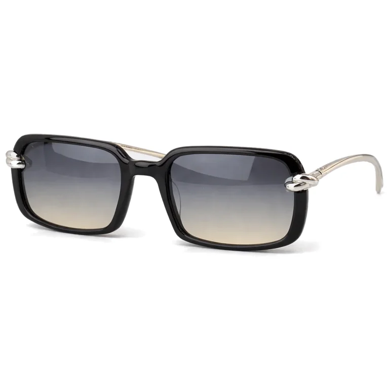 BV1419S Black Silver Gradient Rectangle Sunglasses