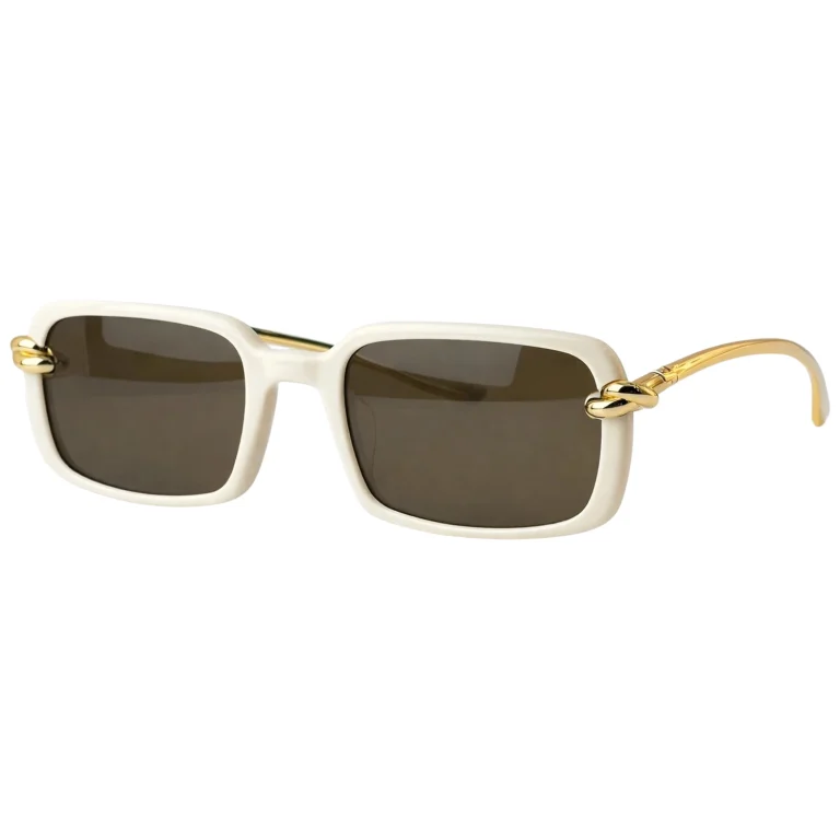 BV1419S Ivory Gold Rectangle Sunglasses