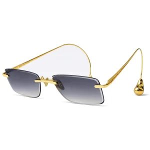 BV1699LA Gold Grey Rimless Sunglasses