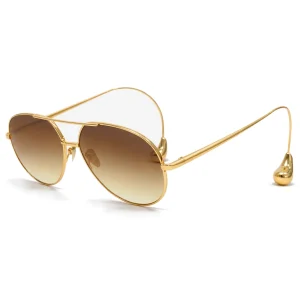 BV1701LA Gold Brown Gradient Aviator Sunglasses