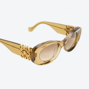 Beveled Oval Maxi Anagram Sunglasses Beige