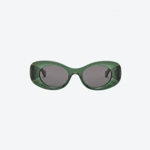 Beveled Oval Maxi Anagram Sunglasses Dark Green