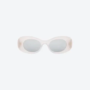 Beveled Oval Maxi Anagram Sunglasses White
