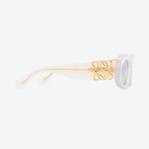 Beveled Oval Maxi Anagram Sunglasses White