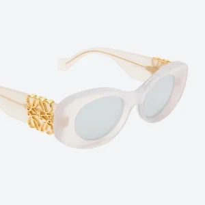 Beveled Oval Maxi Anagram Sunglasses White