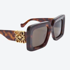 Beveled Square Maxi Anagram Sunglasses Havana