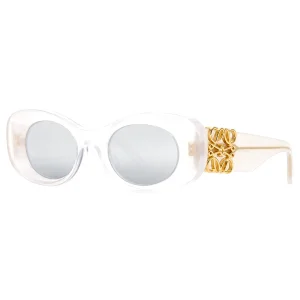 Beveled Oval Maxi Anagram Sunglasses White