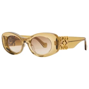 Beveled Oval Maxi Anagram Sunglasses Beige