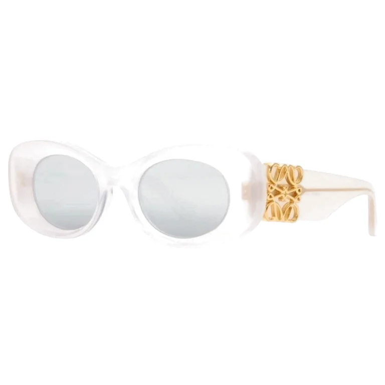 Beveled Oval Maxi Anagram Sunglasses White