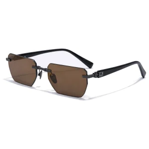 Pierre BPX-150C-53 Rimless Sunglasses Black Brown