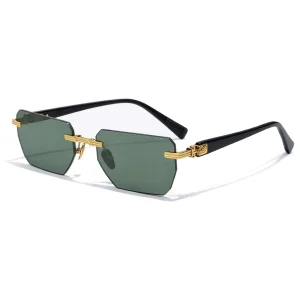 Pierre BPX-150C-53 Rimless Sunglasses Gold Green