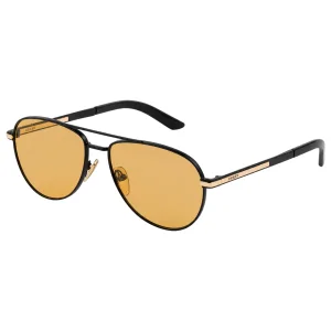 Yellow Hexagonal Sunglasses - Black-and-Gold Frame