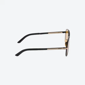 Yellow Hexagonal Sunglasses – Black-and-Gold Frame