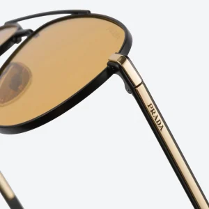 Yellow Hexagonal Sunglasses – Black-and-Gold Frame