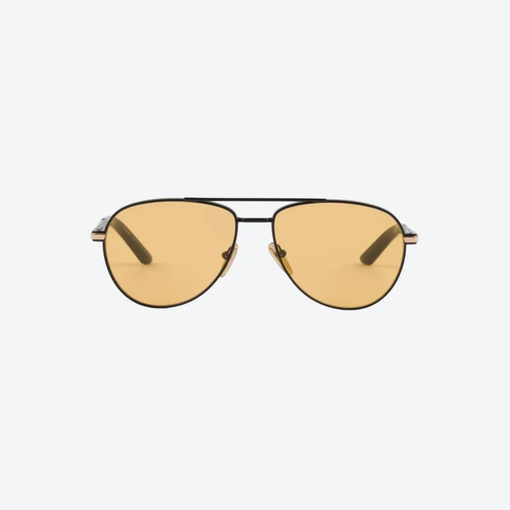 Yellow Hexagonal Sunglasses – Black-and-Gold Frame