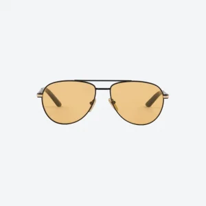 Yellow Hexagonal Sunglasses – Black-and-Gold Frame