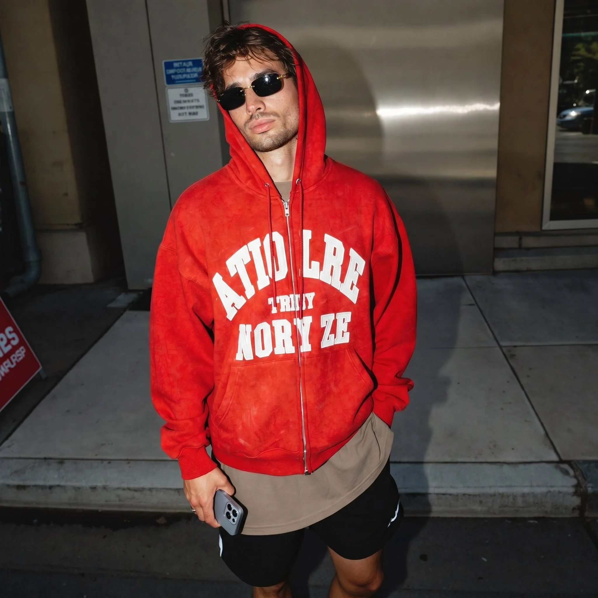 dontcallmedann — Red hoodie, sharp shades — the GG1221S 001 adds just